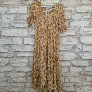 Faithful The Brand FAITHFULL Zoella Floral Print Tiered Midi Prairie Boho Dress